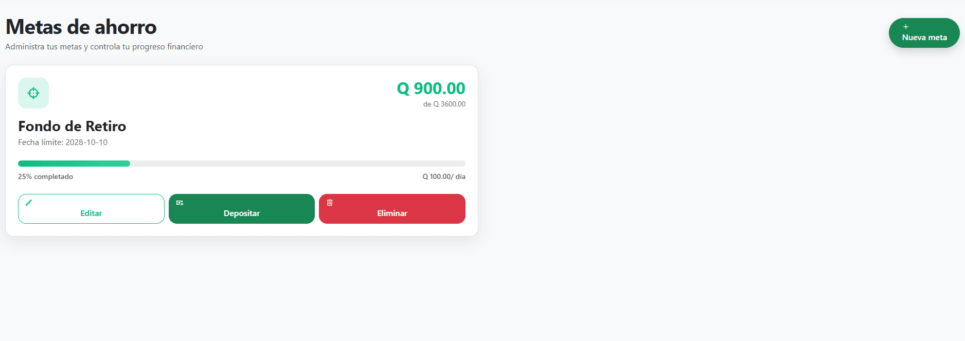 Metas de ahorro SaldoGT